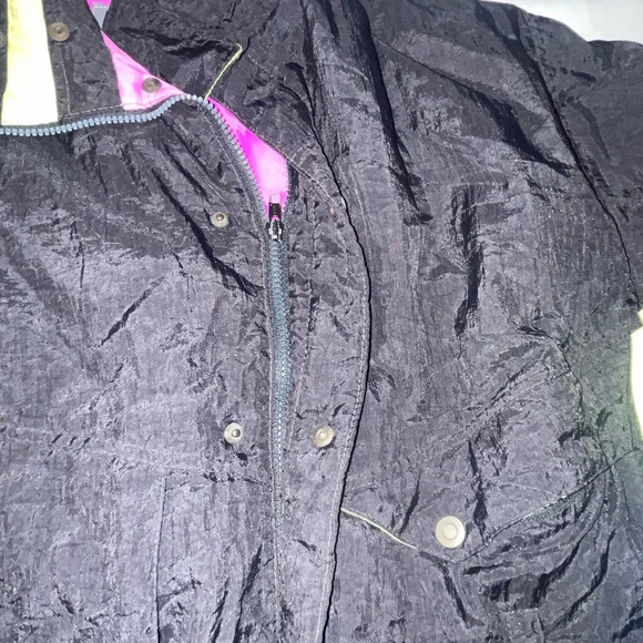 Vintage 90s Roffe Skiwear Ski Jacket Black Neon Yellow Pink Men's M USA Made - Picture 6 of 10